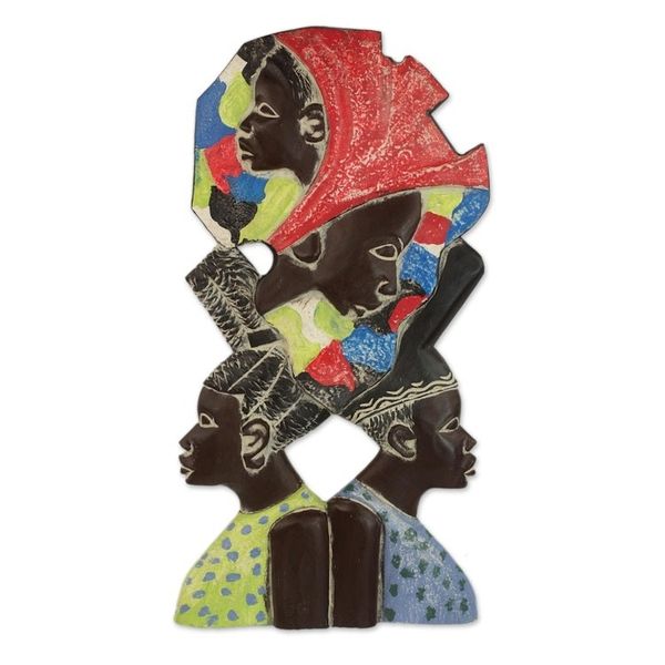 Alternate image for Sese Wood Wall Relief Panel of African Women from Ghana Women in Unity
