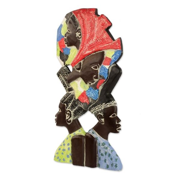 Alternate image for Sese Wood Wall Relief Panel of African Women from Ghana Women in Unity