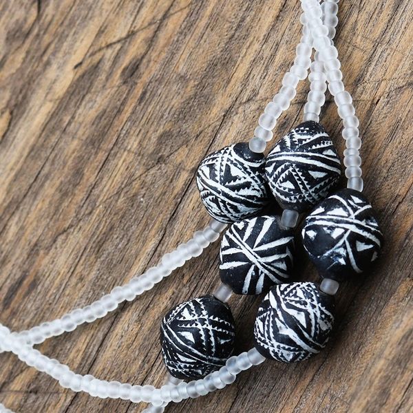 Alternate image for Recycled Glass and Ceramic Beaded Necklace from Ghana Melting Snow