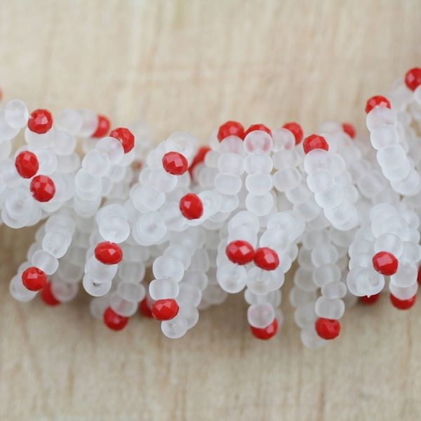 Alternate image for Red and White Recycled Plastic Beaded Necklace from Ghana Red Coral