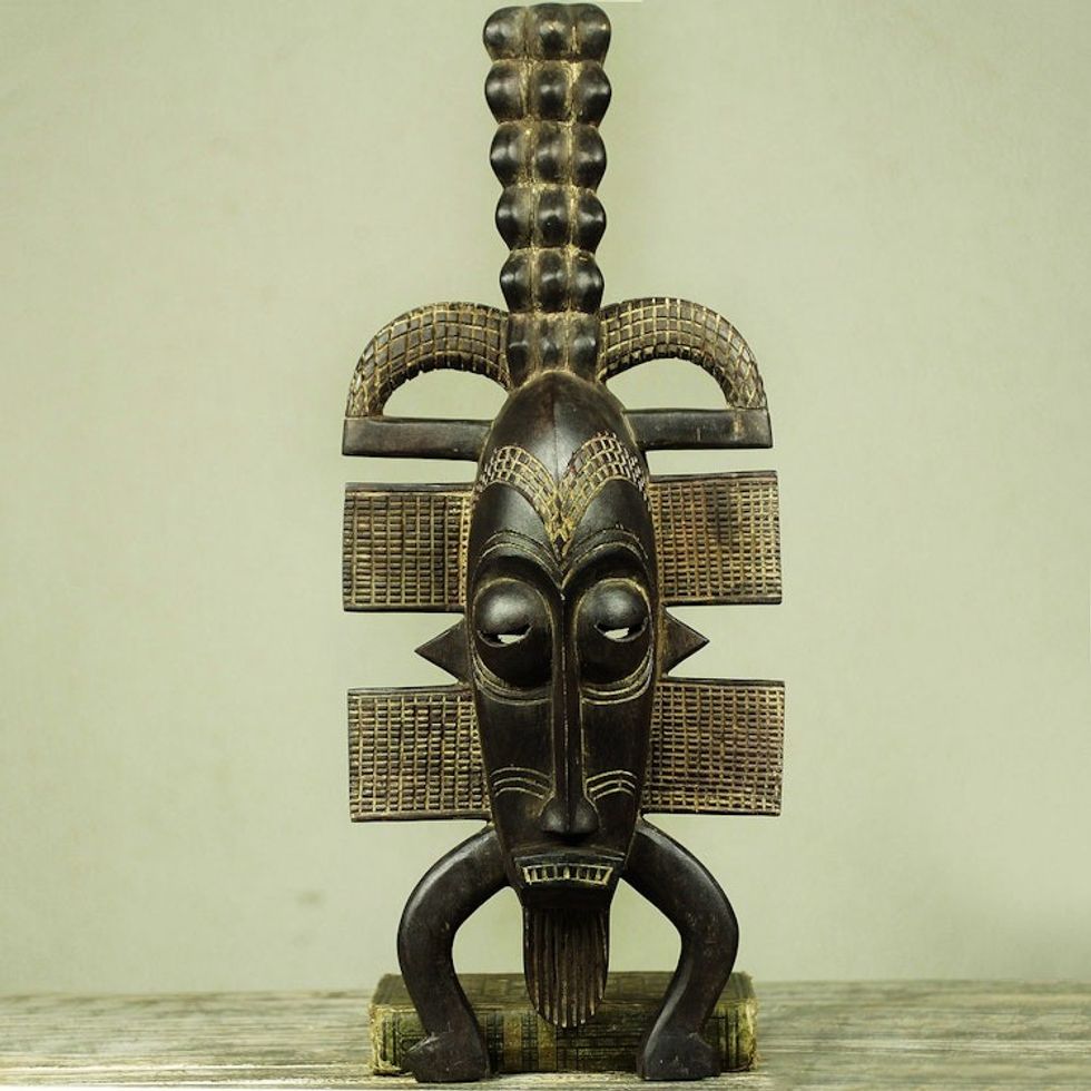 Artisan Crafted African Wood Mask in Senufo Style 'Senufo II'