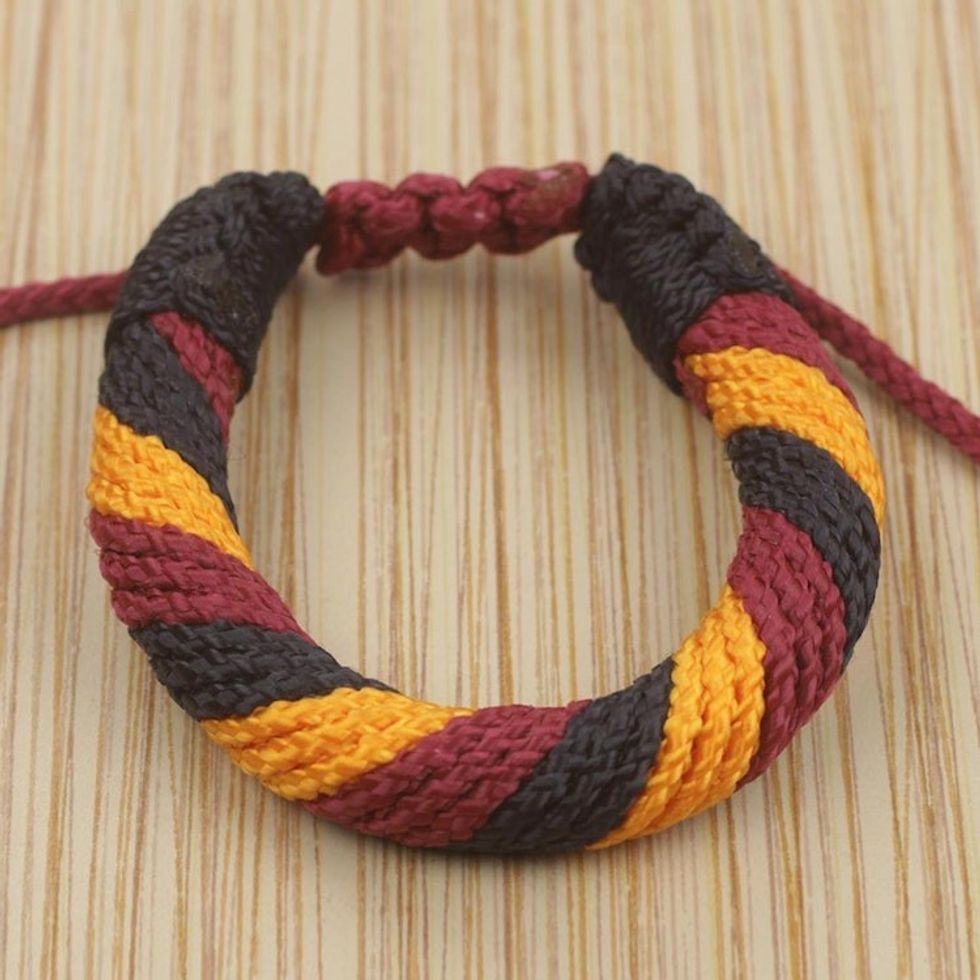 Ghana Artisan Crafted Men's Cord Wristband Bracelet 'Krobo Resolve'