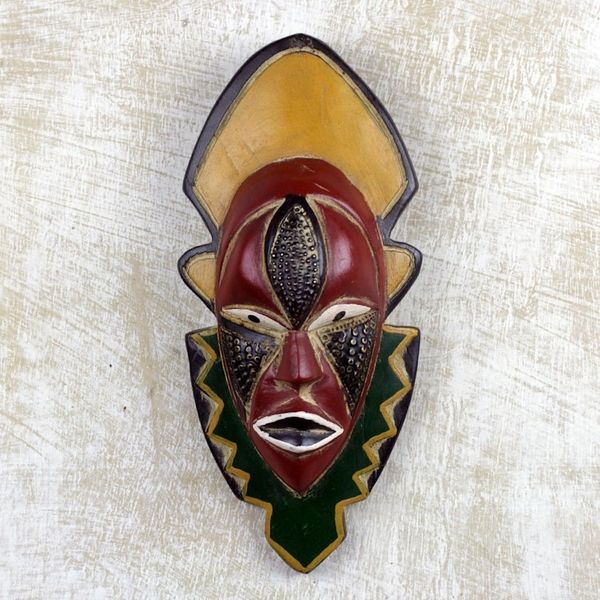 Alternate image for Multicolored Handmade African Wood Mask from Ghana Narrow View