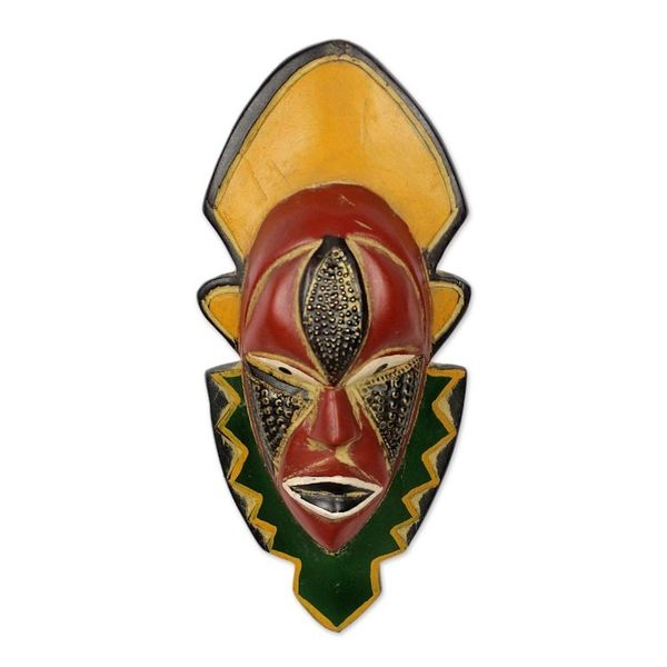 Alternate image for Multicolored Handmade African Wood Mask from Ghana Narrow View