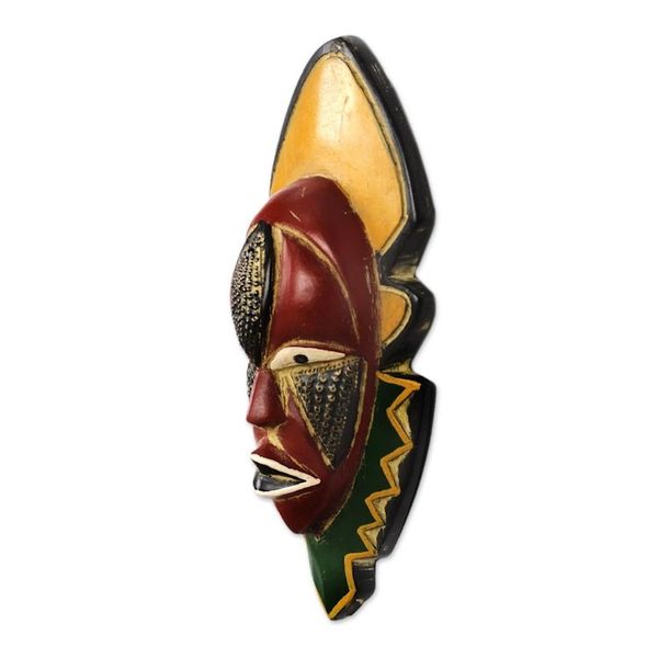 Alternate image for Multicolored Handmade African Wood Mask from Ghana Narrow View