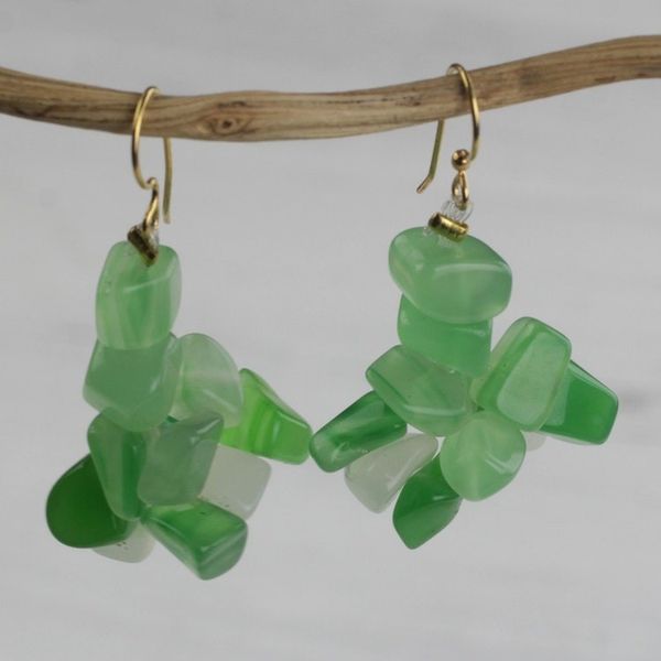 Alternate image for Agate Bead Cluster Earrings with Brass Ear Hooks from Ghana Selorm