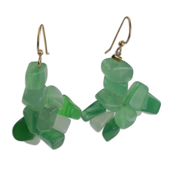 Alternate image for Agate Bead Cluster Earrings with Brass Ear Hooks from Ghana Selorm