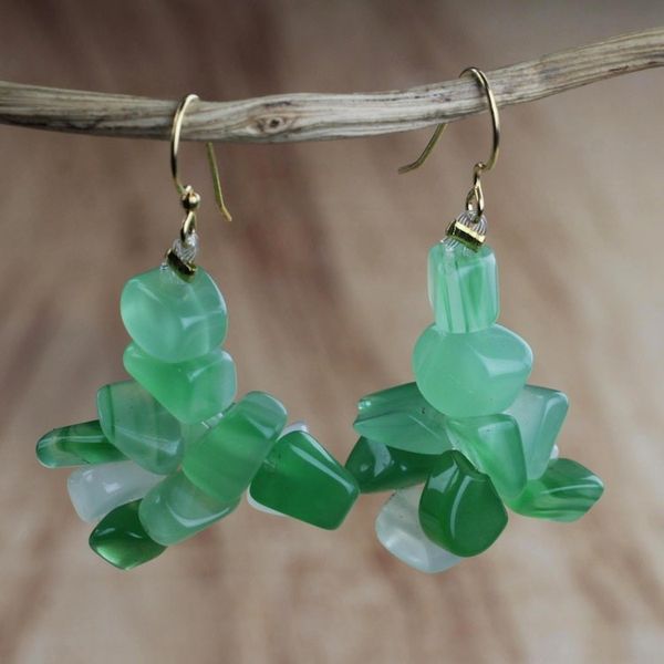 Alternate image for Agate Bead Cluster Earrings with Brass Ear Hooks from Ghana Selorm