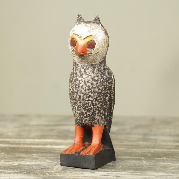 Alternate image for Handcrafted Rustic African Bird Theme Wood Sculpture Owl Messenger