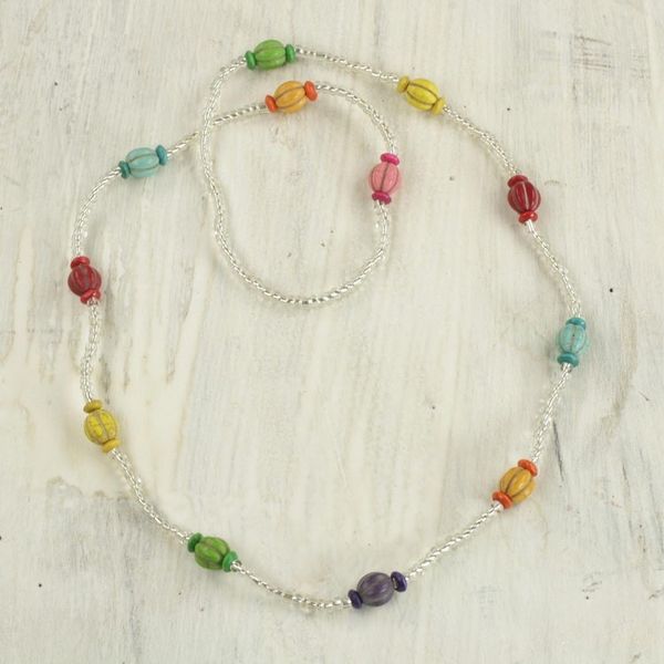 Alternate image for Multicolored Recycled Glass Beaded Necklace from Ghana Casual Colors