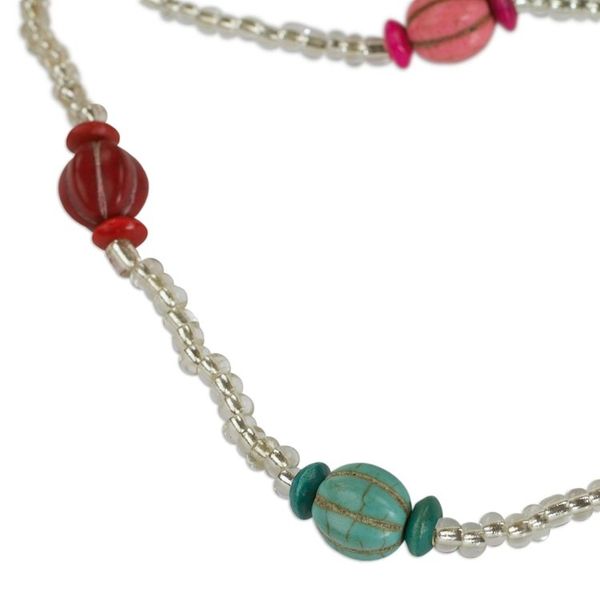 Alternate image for Multicolored Recycled Glass Beaded Necklace from Ghana Casual Colors