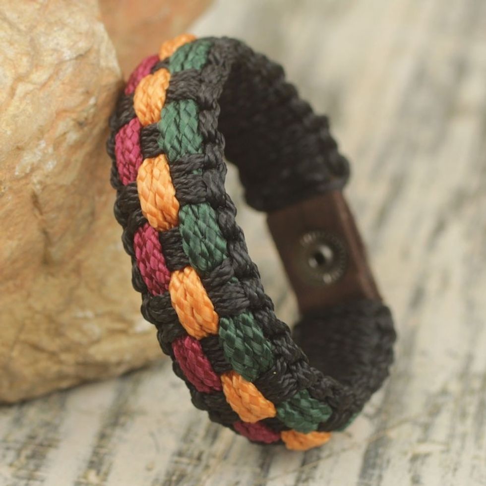 Colorful Woven Cord Wristband Bracelet for Men from Ghana 'Genesis'