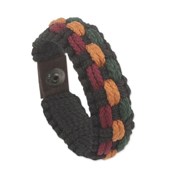 Alternate image for Colorful Woven Cord Wristband Bracelet for Men from Ghana Genesis
