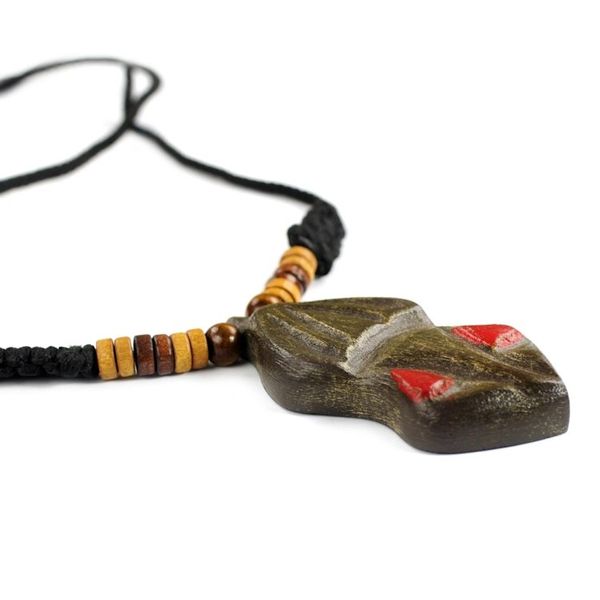 Alternate image for Hand Carved Wooden Pendant and Cord Necklace from Ghana Gyau Atiko