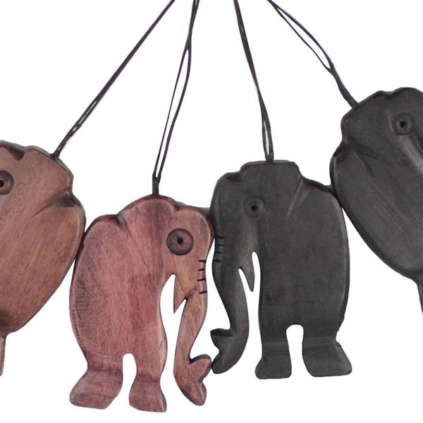 Alternate image for Handcrafted Ebony Wood Walking Elephant Ornaments Set of 4 Jungle Jaunt