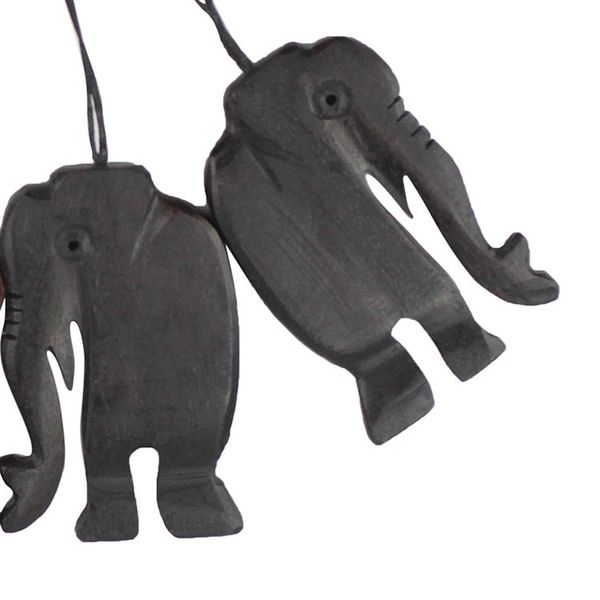 Alternate image for Handcrafted Ebony Wood Walking Elephant Ornaments Set of 4 Jungle Jaunt