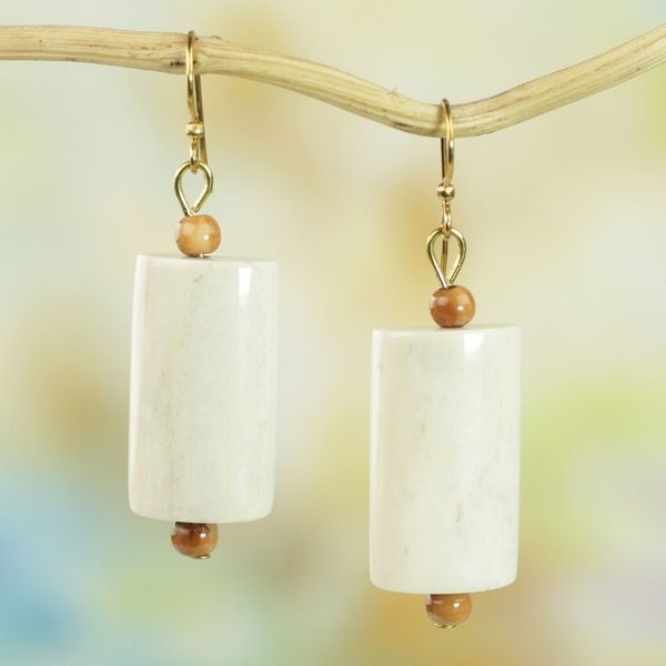Alternate image for Hand Crafted Cow Bone Dangle Earrings from West Africa Glowing Path