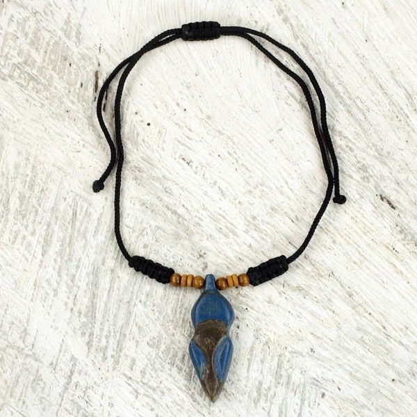 Alternate image for Adjustable Sese Wood Necklace in Blue and Black from Ghana Akwatia Diamond
