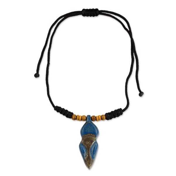 Alternate image for Adjustable Sese Wood Necklace in Blue and Black from Ghana Akwatia Diamond