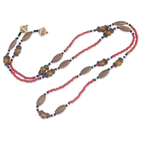 Alternate image for Handcrafted Red Glass and Plastic Beaded Necklace Ways to Love