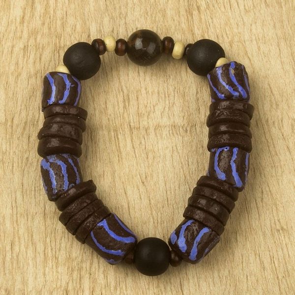 Alternate image for Eco-Friendly Tigers Eye Beaded Stretch Bracelet Blue Tiger