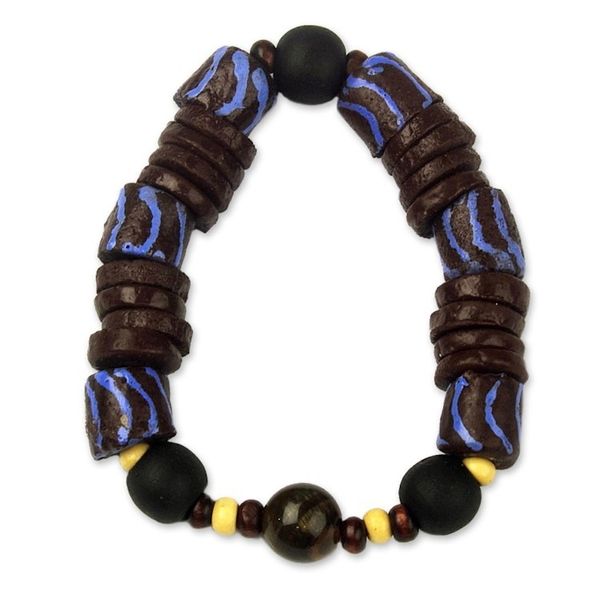 Alternate image for Eco-Friendly Tigers Eye Beaded Stretch Bracelet Blue Tiger