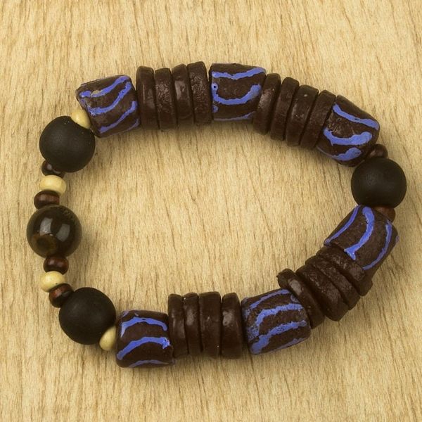 Alternate image for Eco-Friendly Tigers Eye Beaded Stretch Bracelet Blue Tiger