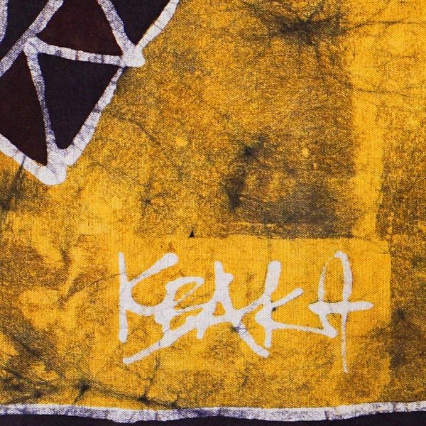 Alternate image for Hand-Painted Yellow Cotton Wall Hanging of African Mask Grateful Visage