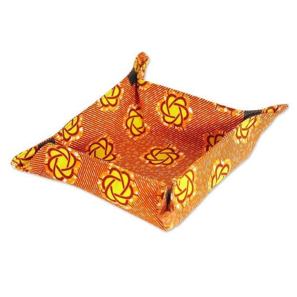 Alternate image for Handmade Warm-Toned Cotton Basket Napkin with Velcro Accents Marigold Mornings