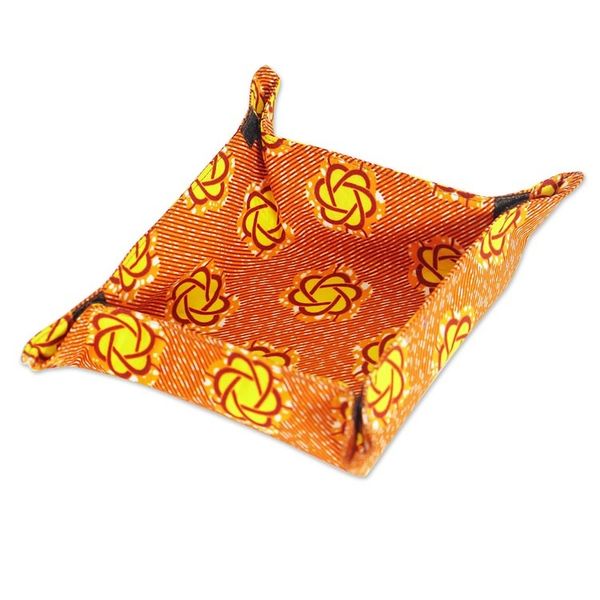 Alternate image for Handmade Warm-Toned Cotton Basket Napkin with Velcro Accents Marigold Mornings