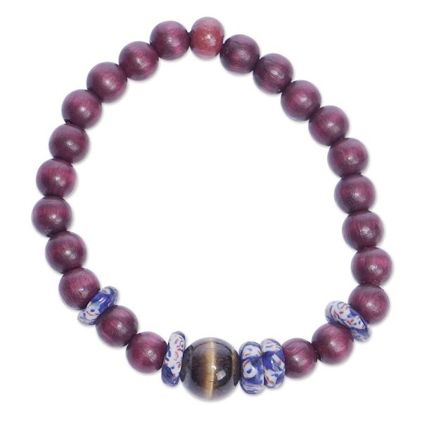 Alternate image for Eco-Friendly Tigers Eye Beaded Bracelet Hands in the Air