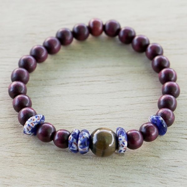 Alternate image for Eco-Friendly Tigers Eye Beaded Bracelet Hands in the Air