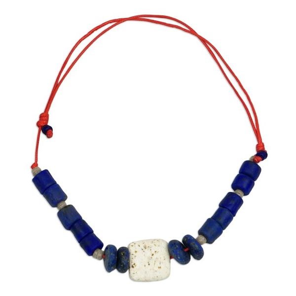 Alternate image for Artisan Crafted Recycled Glass Beaded Necklace Seven Virtues