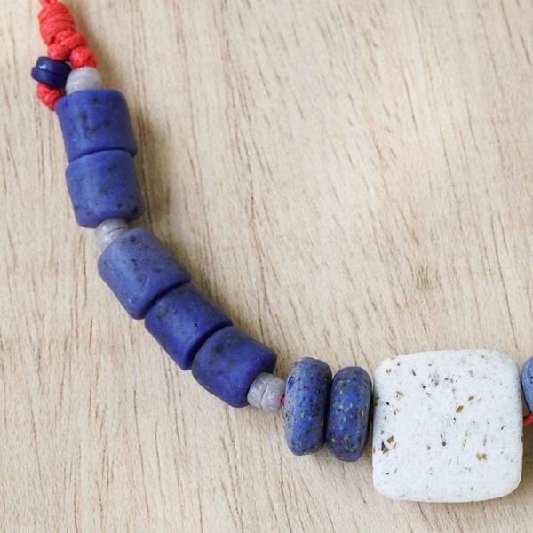 Alternate image for Artisan Crafted Recycled Glass Beaded Necklace Seven Virtues