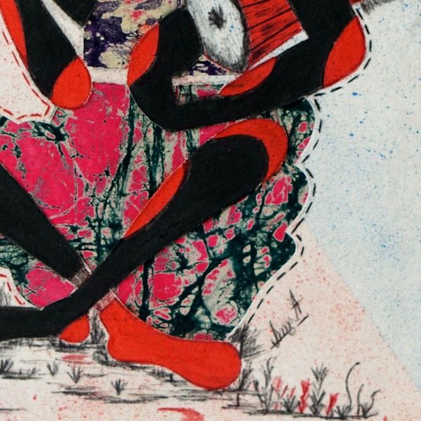 Alternate image for Oils Batik on Calico Abstract Painting of Ghanaian Drummer Dondo Player