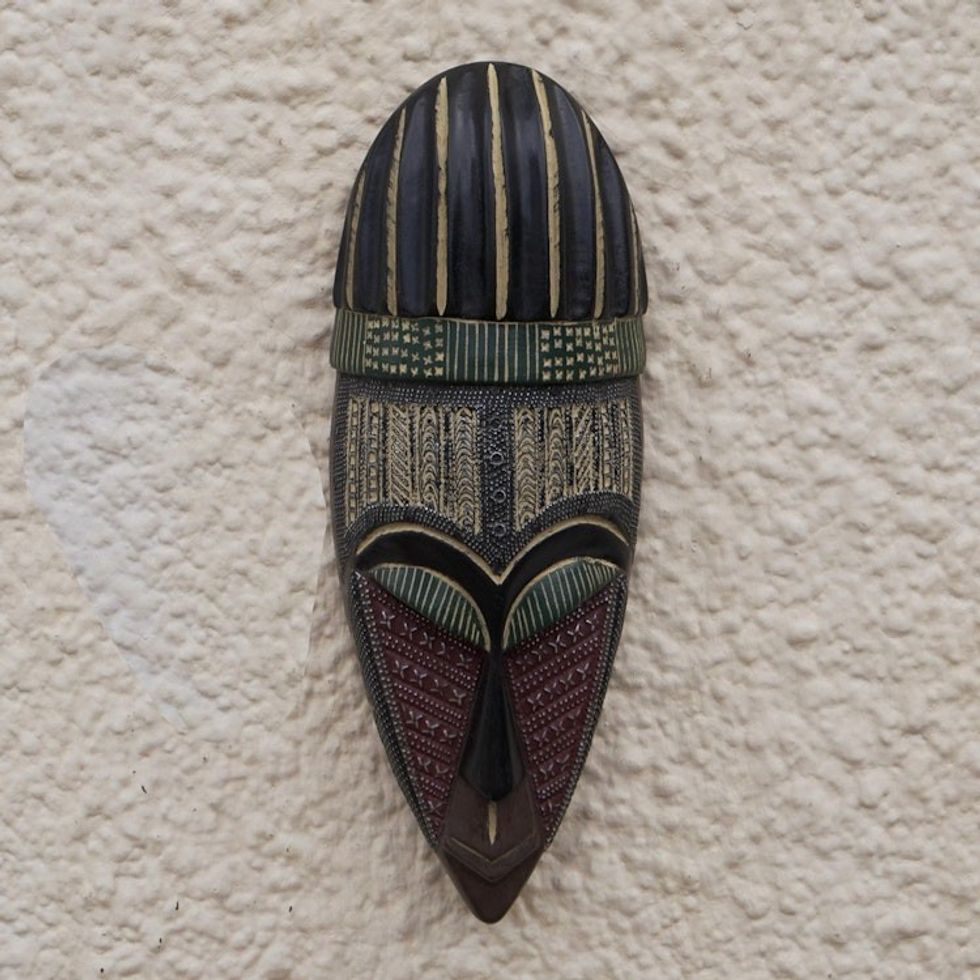 Aluminum Plated Mahogany Wood Mask 'Royal Ohaneba'
