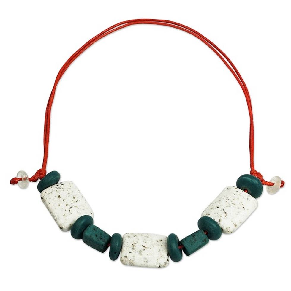 Chunky Recycled Glass Beaded Necklace 'Greatest Love'