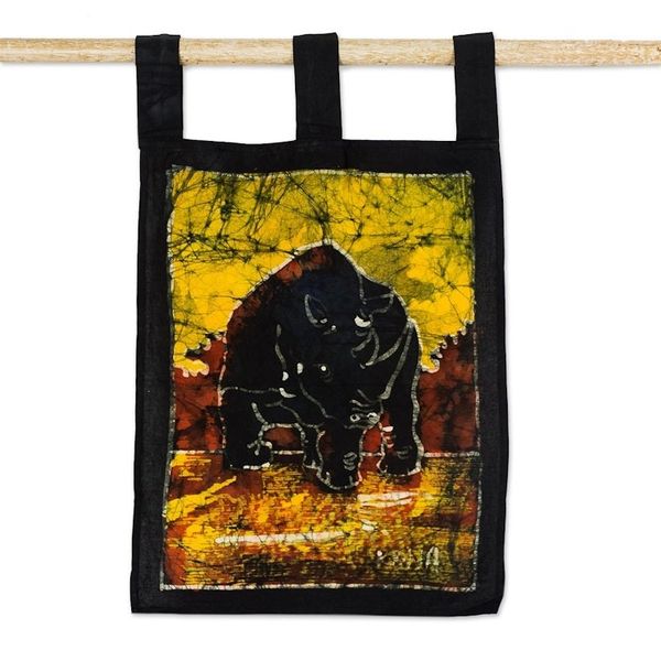 Alternate image for Batik Cotton Rhino-Motif Wall Hanging Rhino I