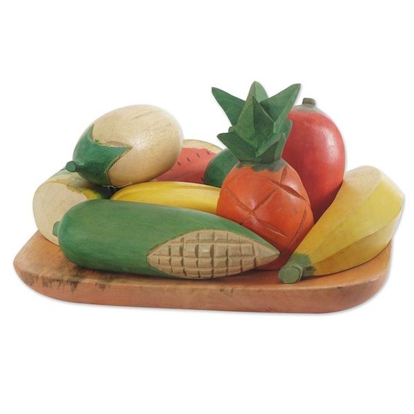 Alternate image for Hand-Carved Fruit-Themed Sese Wood Sculpture from Ghana Mother Natures Love