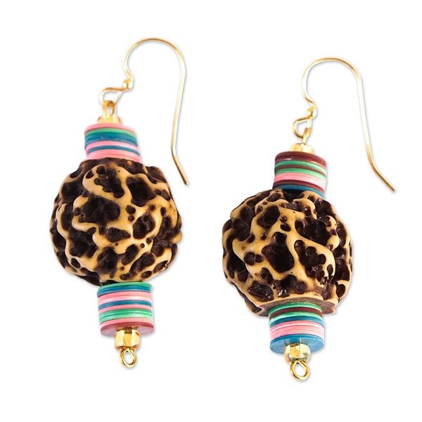 Alternate image for Recycled Plastic Beaded Dangle Earrings with Pastel Hues Pastel Contrast