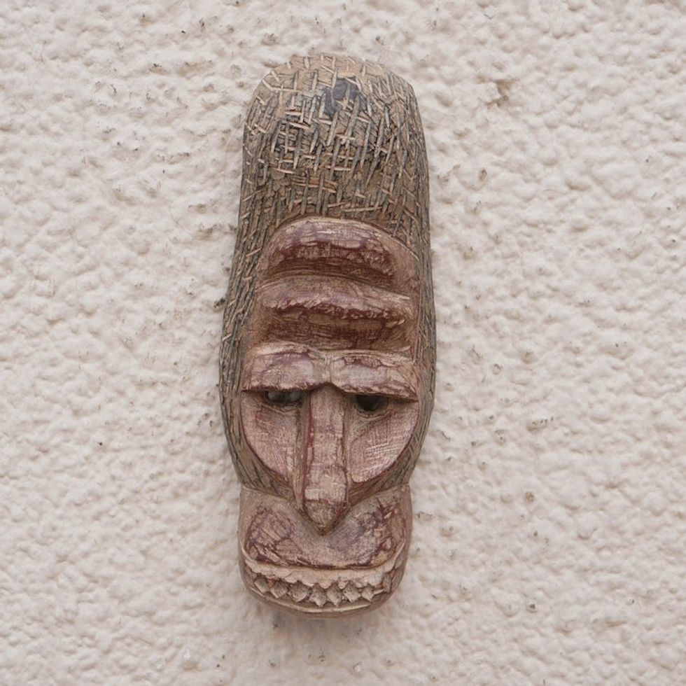 Handcrafted Gorilla-Shaped African Sese Wood Mask 'Gorilla Emblem'