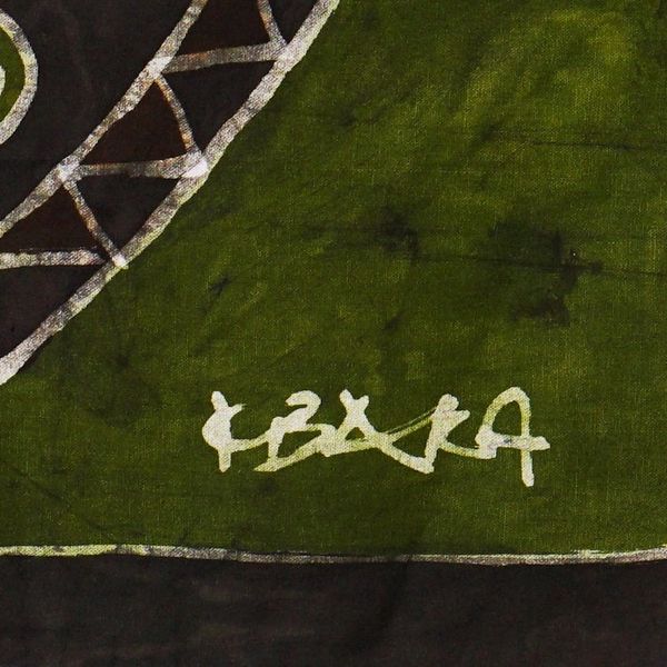 Alternate image for Green African Mask Cotton Wall Hanging from Ghana Human Gaze