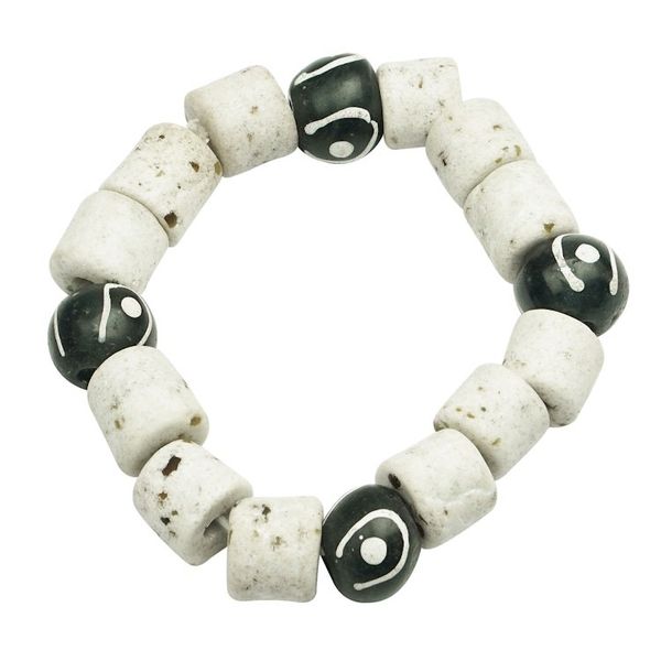 Alternate image for Black and White Recycled Glass Beaded Bracelet Youth Culture