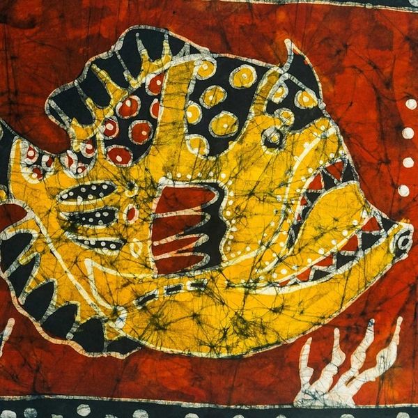 Alternate image for Batik Cotton Wall Hanging with Fish Motif Eruafua