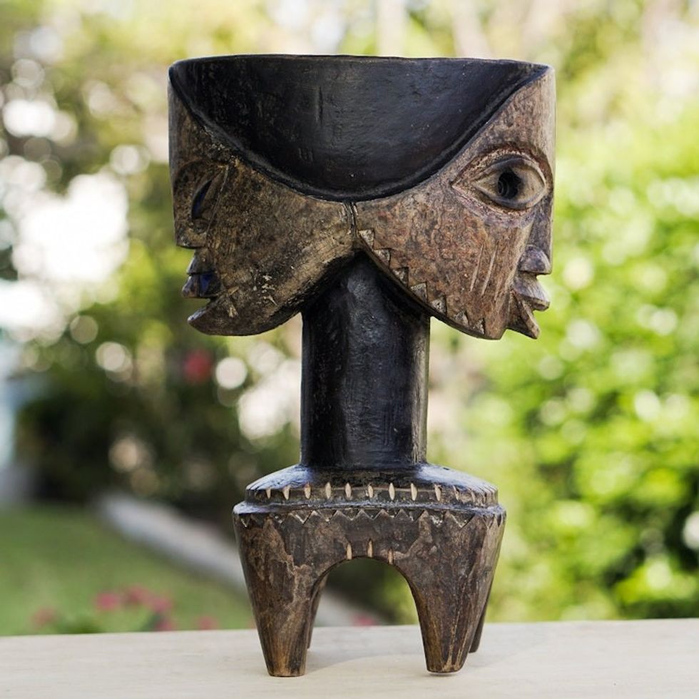 Hand Crafted Ghanaian Sese Wood Sculpture 'Lobi'