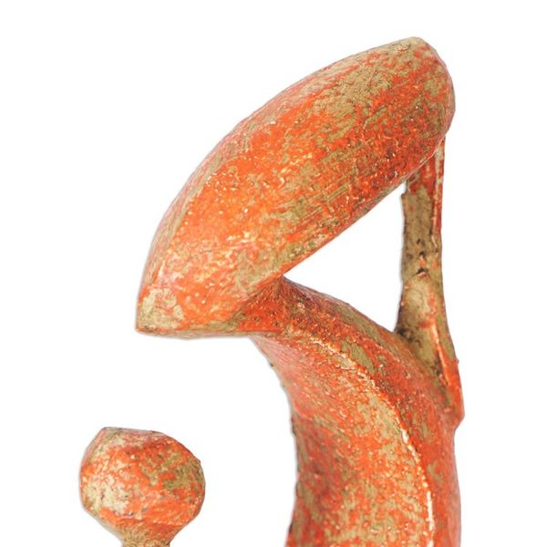 Alternate image for Hand-Painted Mother Child Wood Sculpture with Brass Accents Tender Bond