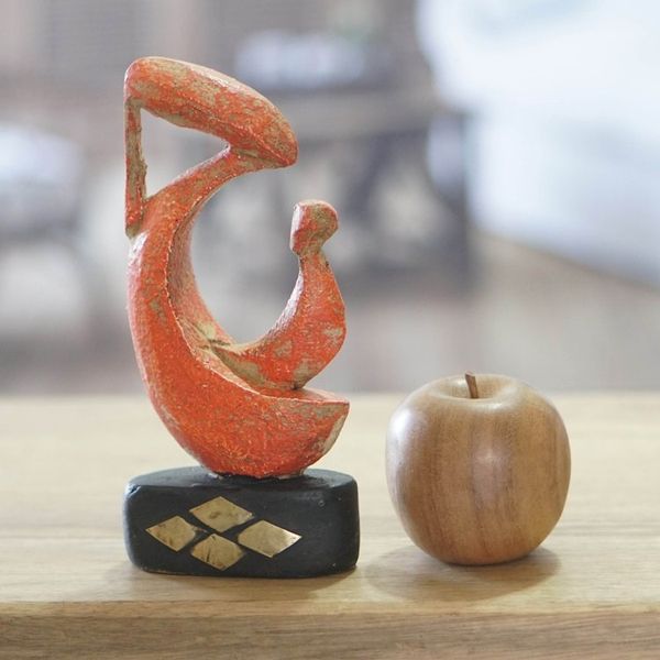 Alternate image for Hand-Painted Mother Child Wood Sculpture with Brass Accents Tender Bond