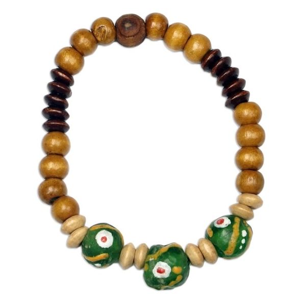 Alternate image for Artisan Crafted Recycled Glass Beaded Bracelet Great Power