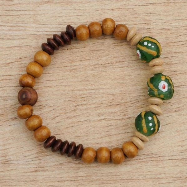 Alternate image for Artisan Crafted Recycled Glass Beaded Bracelet Great Power