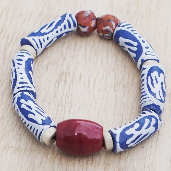 Alternate image for Hand Crafted Beaded Stretch Bracelet Take Steps